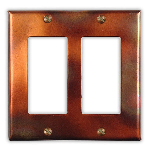 Flamed Copper - 2 Rocker Wallplate - Wallplate Warehouse FLAMCOP2R 819332022709 2 Rocker
