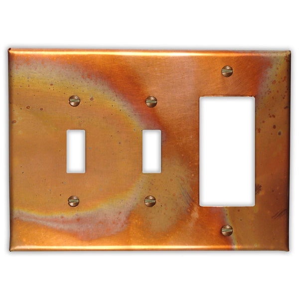 Flamed Copper - 2 Toggle / 1 Rocker Wallplate - Wallplate Warehouse FLAMCOP2T1R 819332022778 2 Toggle / 1 Rocker