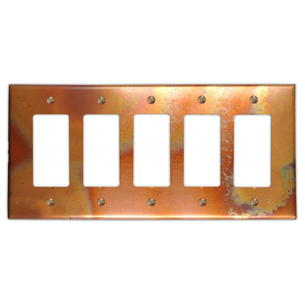 Flamed Copper - 5 Rocker Wallplate - Wallplate Warehouse FLAMCOP5R 819332022730 5 Rocker