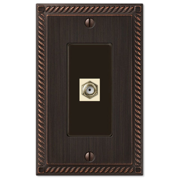 Georgian Aged Bronze Cast - 1 Cable Jack Wallplate - Wallplate Warehouse 54CXVB 070686581117 Cable Jacks
