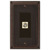 Georgian Aged Bronze Cast - 1 Cable Jack Wallplate - Wallplate Warehouse 54CXVB 070686581117 Cable Jacks