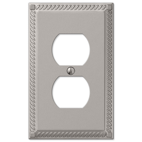 Georgian Satin Nickel Cast - 1 Duplex Wallplate - Wallplate Warehouse 54DN 070686452899 1 Duplex