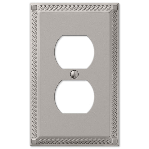 Georgian Satin Nickel Cast - 1 Duplex Wallplate - Wallplate Warehouse 54DN 070686452899 1 Duplex