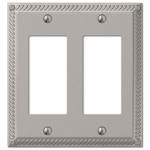 Georgian Satin Nickel Cast - 2 Rocker Wallplate - Wallplate Warehouse 54RRN 070686555361 2 Rocker