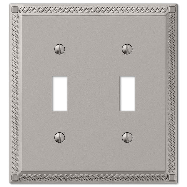 Georgian Satin Nickel Cast - 2 Toggle Wallplate - Wallplate Warehouse 54TTN 070686452905 2 Toggle
