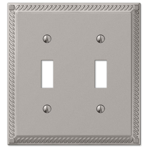 Georgian Satin Nickel Cast - 2 Toggle Wallplate - Wallplate Warehouse 54TTN 070686452905 2 Toggle