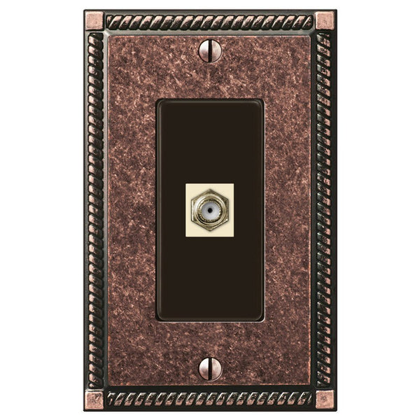 Georgian Tumbled Aged Bronze Cast - 1 Cable Jack Wallplate - Wallplate Warehouse 54CXAZ 070686581094 Cable Jacks