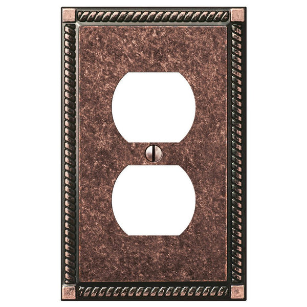 Georgian Tumbled Aged Bronze Cast - 1 Duplex Wallplate - Wallplate Warehouse 54DAZ 070686559390 1 Duplex