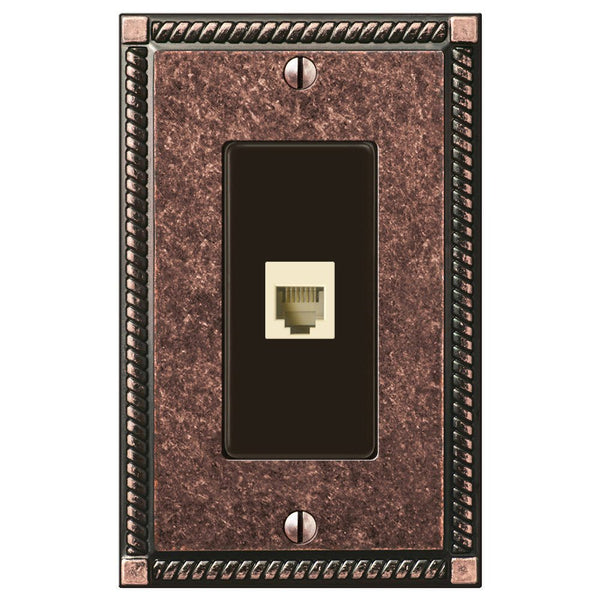 Georgian Tumbled Aged Bronze Cast - 1 Phone Jack Wallplate - Wallplate Warehouse 54PHAZ 070686581124 Phone Jacks