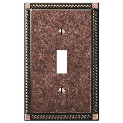 Georgian Tumbled Aged Bronze Cast - 1 Toggle Wallplate - Wallplate Warehouse 54TAZ 070686559383 1 Toggle
