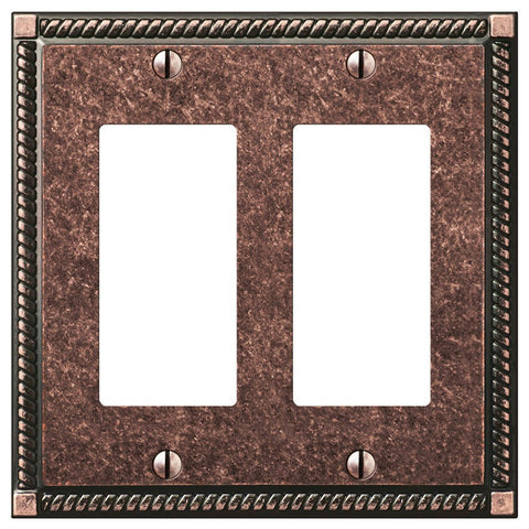 Georgian Tumbled Aged Bronze Cast - 2 Rocker Wallplate - Wallplate Warehouse 54RRAZ 070686569481 2 Rocker