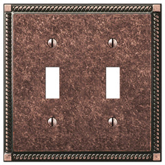 Georgian Tumbled Aged Bronze Cast - 2 Toggle Wallplate