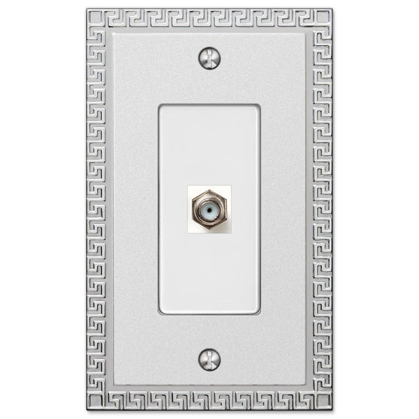 Greek Key Frosted Chrome Cast - 1 Cable Jack Wallplate - Wallplate Warehouse 42CXSCH 070686580875 Cable Jacks