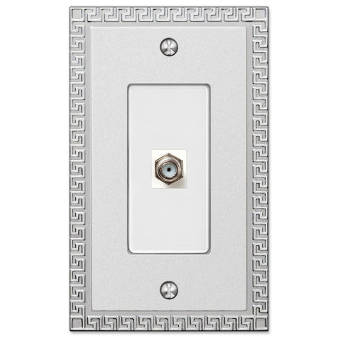 Greek Key Frosted Chrome Cast - 1 Cable Jack Wallplate - Wallplate Warehouse 42CXSCH 070686580875 Cable Jacks
