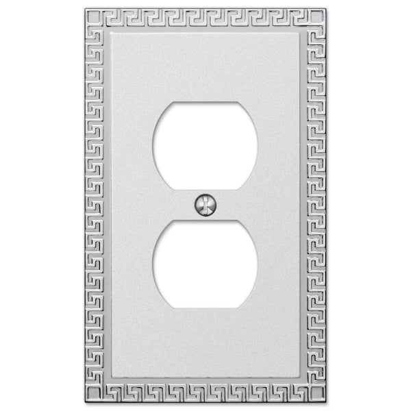 Greek Key Frosted Chrome Cast - 1 Duplex Wallplate - Wallplate Warehouse 42DSCH 070686559352 1 Duplex