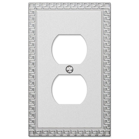 Greek Key Frosted Chrome Cast - 1 Duplex Wallplate - Wallplate Warehouse 42DSCH 070686559352 1 Duplex