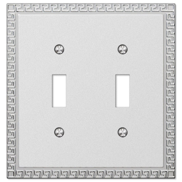 Greek Key Frosted Chrome Cast - 2 Toggle Wallplate - Wallplate Warehouse 42TTSCH 070686559376 2 Toggle