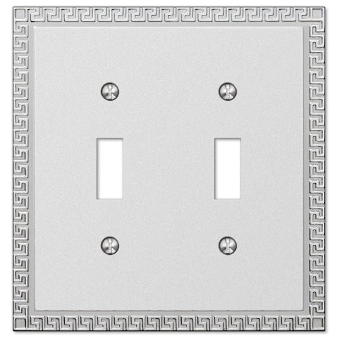 Greek Key Frosted Chrome Cast - 2 Toggle Wallplate - Wallplate Warehouse 42TTSCH 070686559376 2 Toggle
