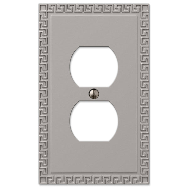 Greek Key Satin Nickel Cast - 1 Duplex Wallplate - Wallplate Warehouse 42DN 070686569696 1 Duplex