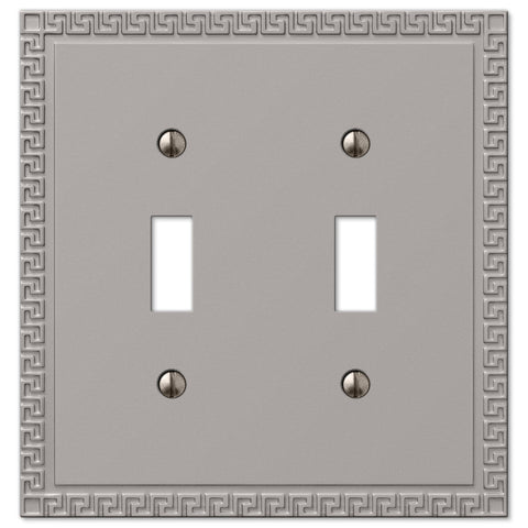 Greek Key Satin Nickel Cast - 2 Toggle Wallplate - Wallplate Warehouse 42TTN 070686569719 2 Toggle