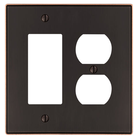 Halle Aged Bronze Cast - 1 Rocker / 1 Duplex Wallplate - Wallplate Warehouse 70RDDB - B 070686020548 1 Rocker / 1 Duplex