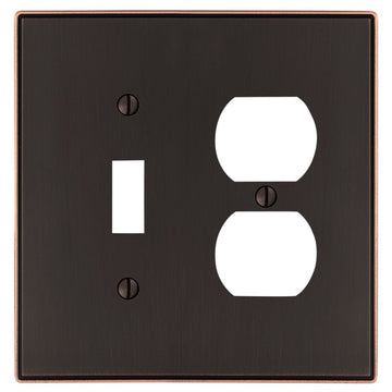 Halle Aged Bronze Cast - 1 Toggle / 1 Duplex Wallplate - Wallplate Warehouse 70TDDB 070686001578 1 Toggle / 1 Duplex
