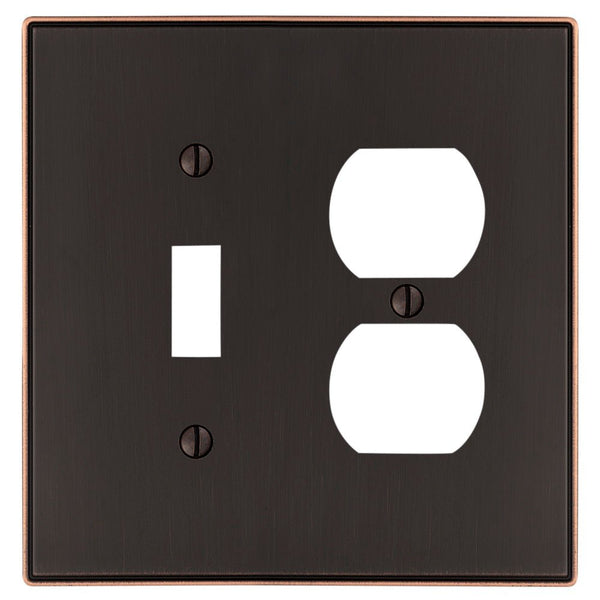 Halle Aged Bronze Cast - 1 Toggle / 1 Duplex Wallplate - Wallplate Warehouse 70TDDB 070686001578 1 Toggle / 1 Duplex