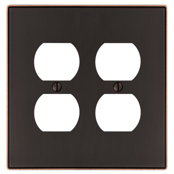 Halle Aged Bronze Cast - 2 Duplex Wallplate - Wallplate Warehouse 70DDDB 070686001561 2 Duplex