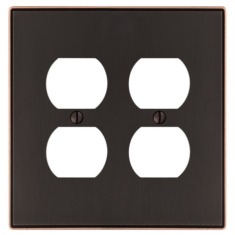 Halle Aged Bronze Cast - 2 Duplex Wallplate - Wallplate Warehouse 70DDDB 070686001561 2 Duplex
