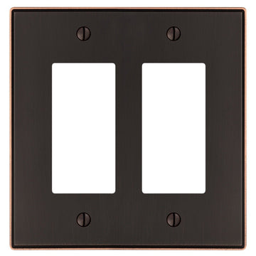 Halle Aged Bronze Cast - 2 Rocker Wallplate - Wallplate Warehouse 70RRDB 070686001608 2 Rocker