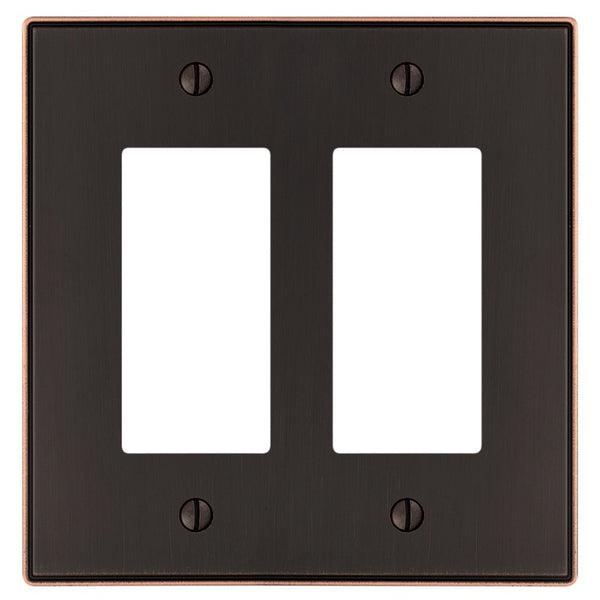 Halle Aged Bronze Cast - 2 Rocker Wallplate - Wallplate Warehouse 70RRDB 070686001608 2 Rocker