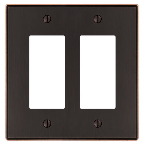 Halle Aged Bronze Cast - 2 Rocker Wallplate - Wallplate Warehouse 70RRDB 070686001608 2 Rocker