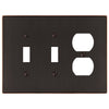 Halle Aged Bronze Cast - 2 Toggle / 1 Duplex Wallplate - Wallplate Warehouse 70TTDDB 070686001585 2 Toggle / 1 Duplex