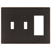 Halle Aged Bronze Cast - 2 Toggle / 1 Rocker Wallplate - Wallplate Warehouse 70TTRDB 070686001646 2 Toggle / 1 Rocker