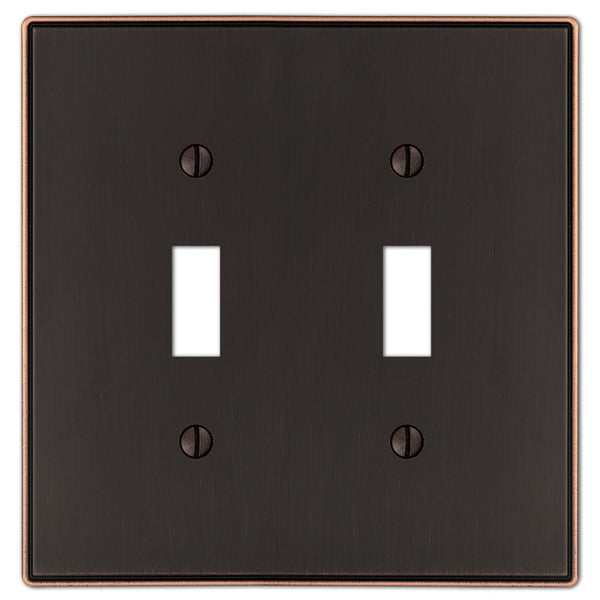 Halle Aged Bronze Cast - 2 Toggle Wallplate - Wallplate Warehouse 70TTDB 070686001523 2 Toggle