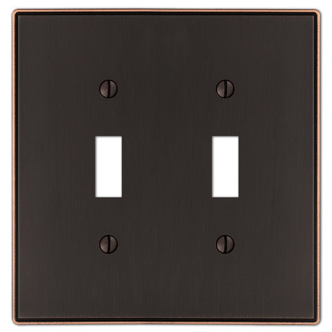 Halle Aged Bronze Cast - 2 Toggle Wallplate - Wallplate Warehouse 70TTDB 070686001523 2 Toggle