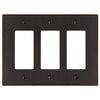 Halle Aged Bronze Cast - 3 Rocker Wallplate - Wallplate Warehouse 70RRRDB 070686001615 3 Rocker