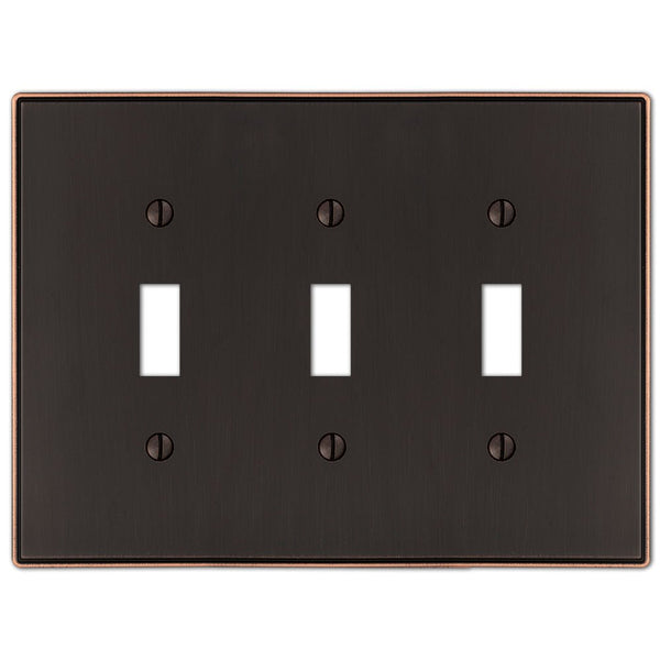 Halle Aged Bronze Cast - 3 Toggle Wallplate - Wallplate Warehouse 70TTTDB 070686001530 3 Toggle