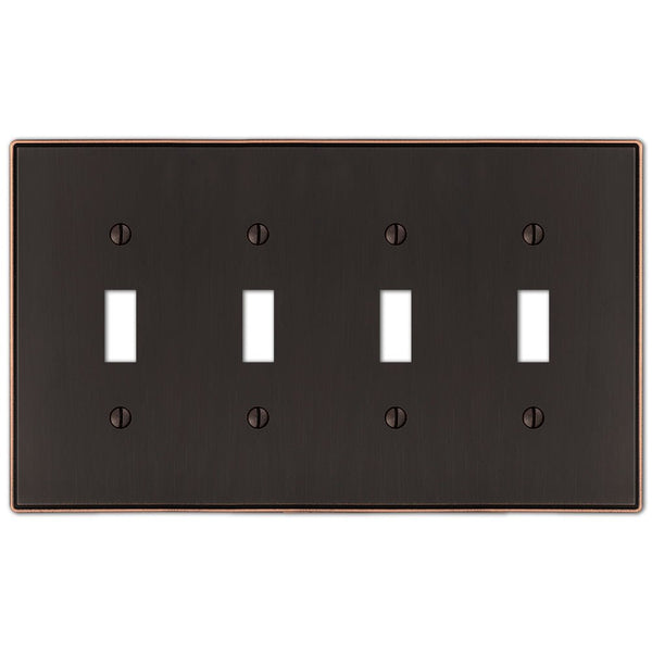 Halle Aged Bronze Cast - 4 Toggle Wallplate - Wallplate Warehouse 70T4DB 070686001547 4 Toggle