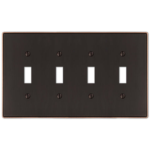 Halle Aged Bronze Cast - 4 Toggle Wallplate - Wallplate Warehouse 70T4DB 070686001547 4 Toggle