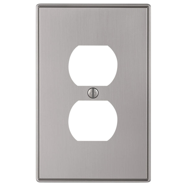 Halle Brushed Nickel Cast - 1 Duplex Wallplate - Wallplate Warehouse 70DBN 070686001349 1 Duplex