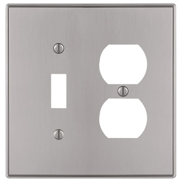 Halle Brushed Nickel Cast - 1 Toggle / 1 Duplex Wallplate - Wallplate Warehouse 70TDBN 070686001363 1 Toggle / 1 Duplex