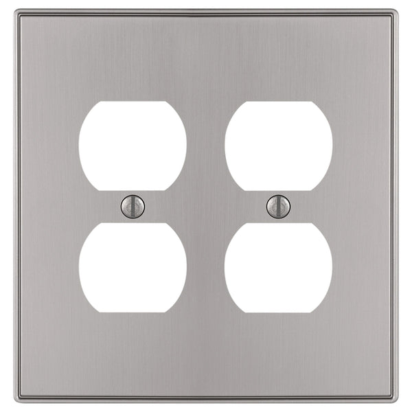 Halle Brushed Nickel Cast - 2 Duplex Wallplate - Wallplate Warehouse 70DDBN 070686001356 2 Duplex