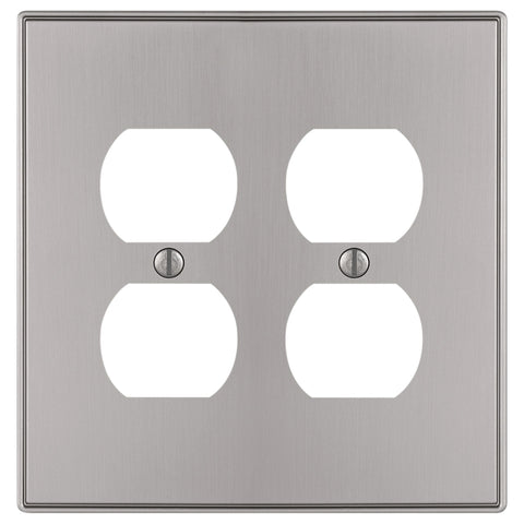 Halle Brushed Nickel Cast - 2 Duplex Wallplate - Wallplate Warehouse 70DDBN 070686001356 2 Duplex