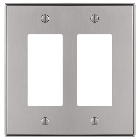 Halle Brushed Nickel Cast - 2 Rocker Wallplate - Wallplate Warehouse 70RRBN 070686001394 2 Rocker