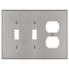 Halle Brushed Nickel Cast - 2 Toggle / 1 Duplex Wallplate - Wallplate Warehouse 70TTDBN 070686001370 2 Toggle / 1 Duplex