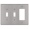 Halle Brushed Nickel Cast - 2 Toggle / 1 Rocker Wallplate - Wallplate Warehouse 70TTRBN 070686001431 2 Toggle / 1 Rocker