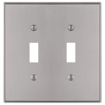 Halle Brushed Nickel Cast - 2 Toggle Wallplate - Wallplate Warehouse 70TTBN 070686001318 2 Toggle