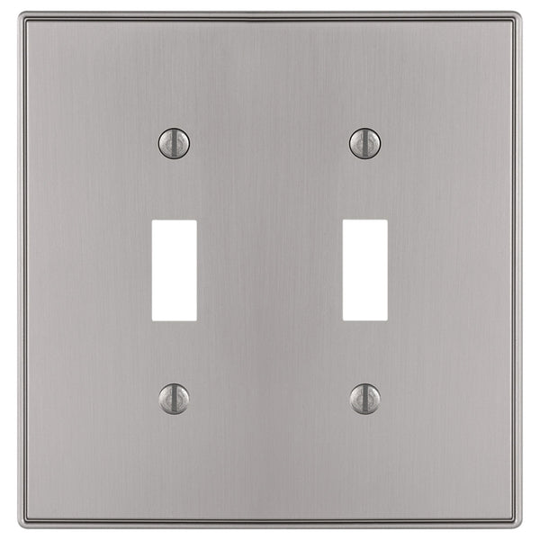Halle Brushed Nickel Cast - 2 Toggle Wallplate - Wallplate Warehouse 70TTBN 070686001318 2 Toggle