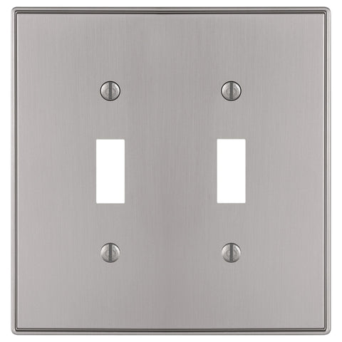 Halle Brushed Nickel Cast - 2 Toggle Wallplate - Wallplate Warehouse 70TTBN 070686001318 2 Toggle